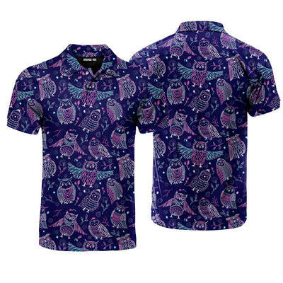 Tropical Colorful Neon Owl Polo Shirt For Men - Kaibatime