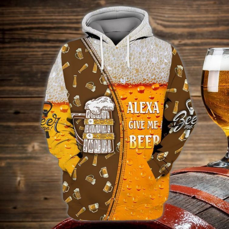 Alexa Give Me A Beer 3d Zip Hoodie - Kaibatime
