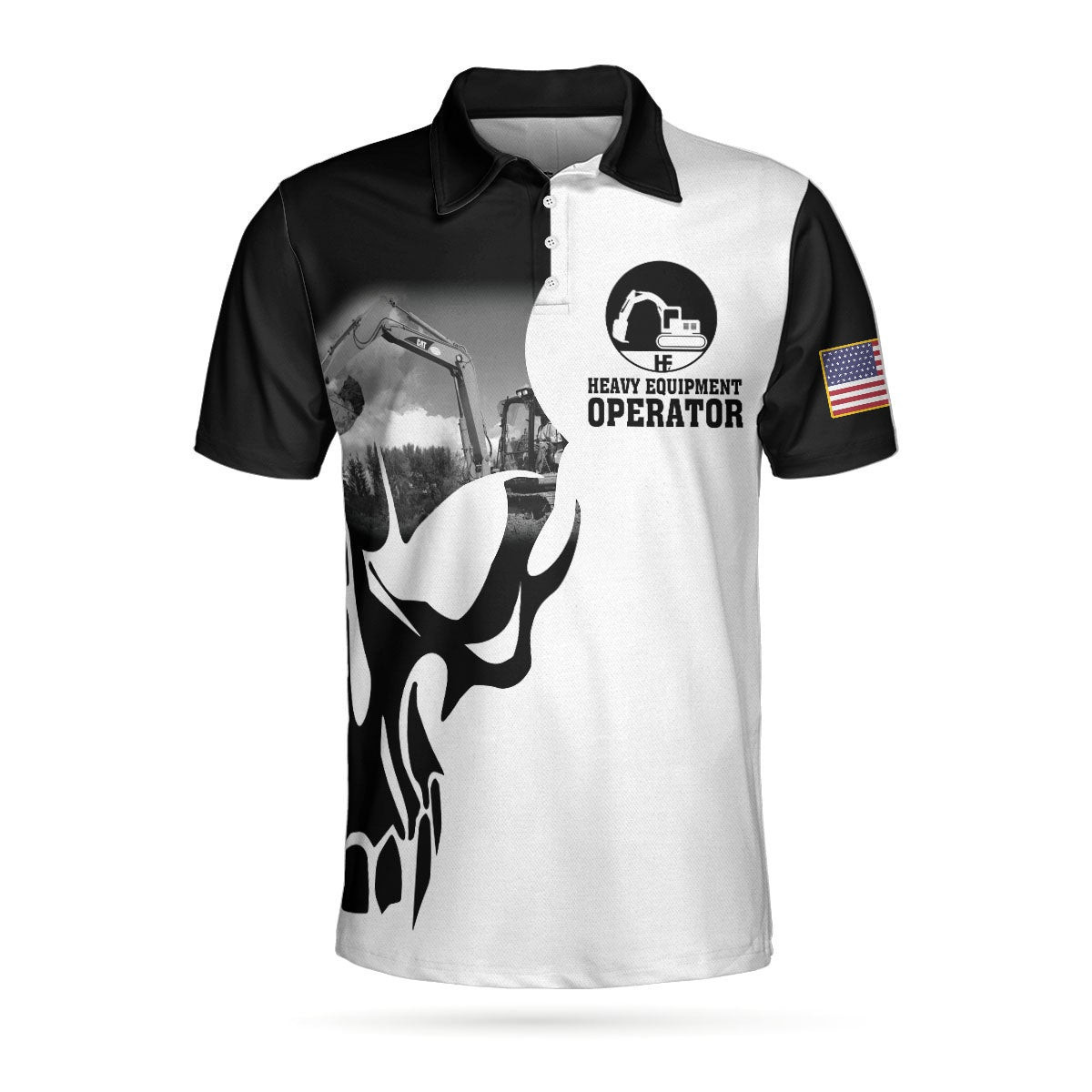 Heavy Equipment Operator Proud Skull Polo Shirt If You Think You Can D ...