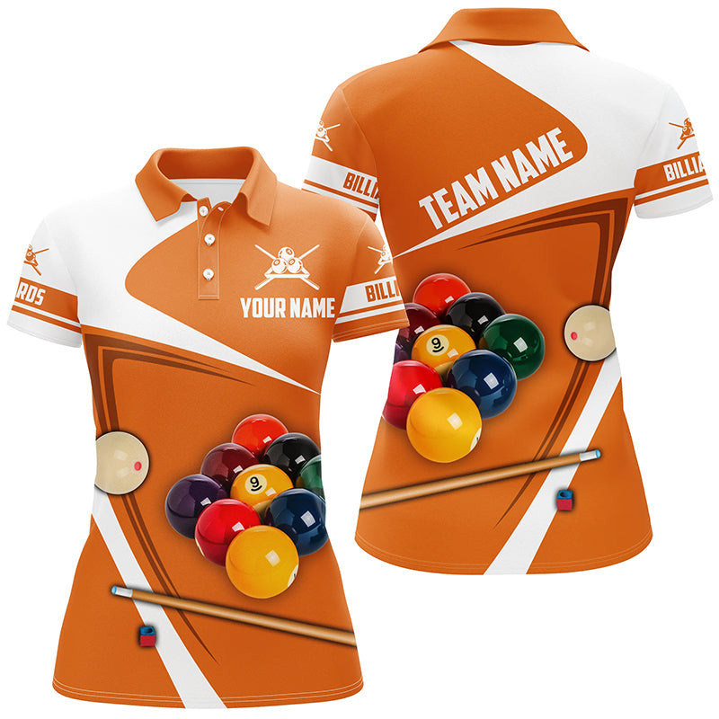 Personalized Billiard Ball Orange Version 3D Women Polo Shirts Custom ...