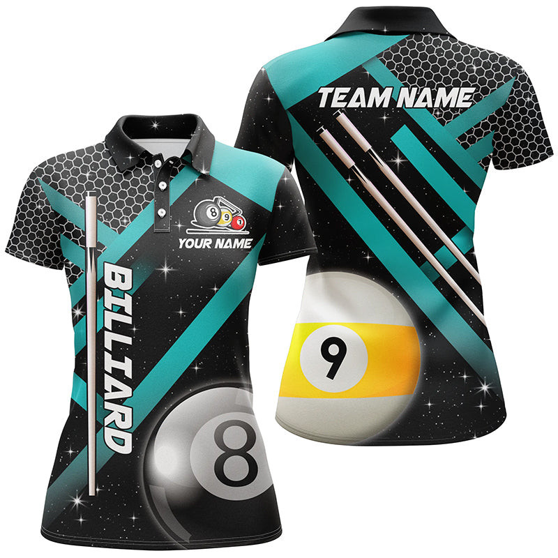 Black Jerseys Billiard 8 Ball & 9 Ball Women Pool Shirts Custom Unique ...