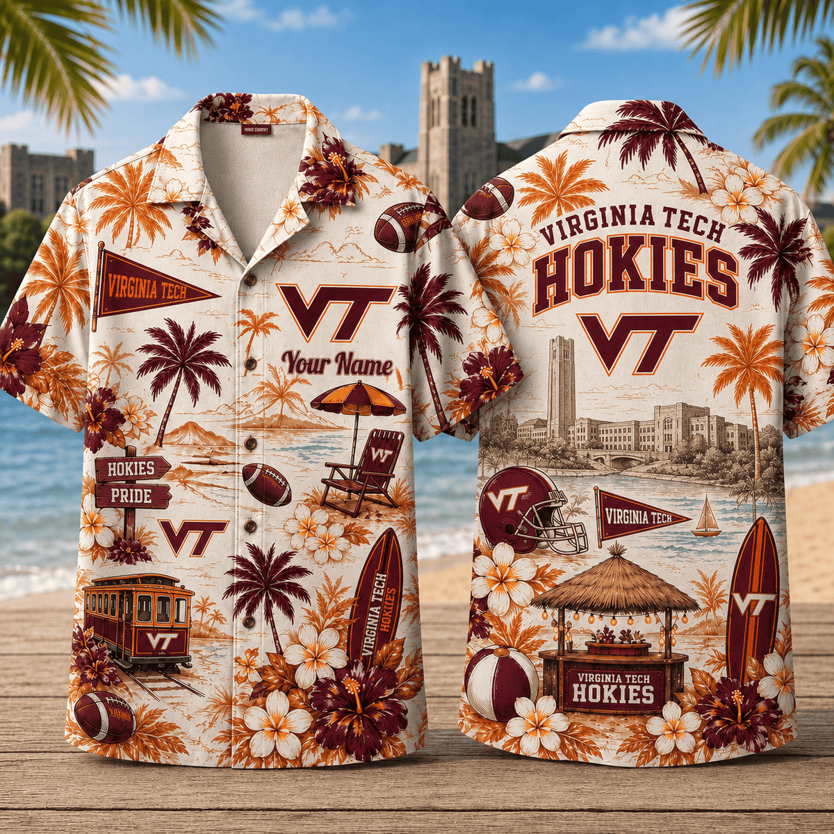 Virginia Tech Hokies TDNCAACY01 NFL Personalized Hawaiian Shirt for Football Lovers