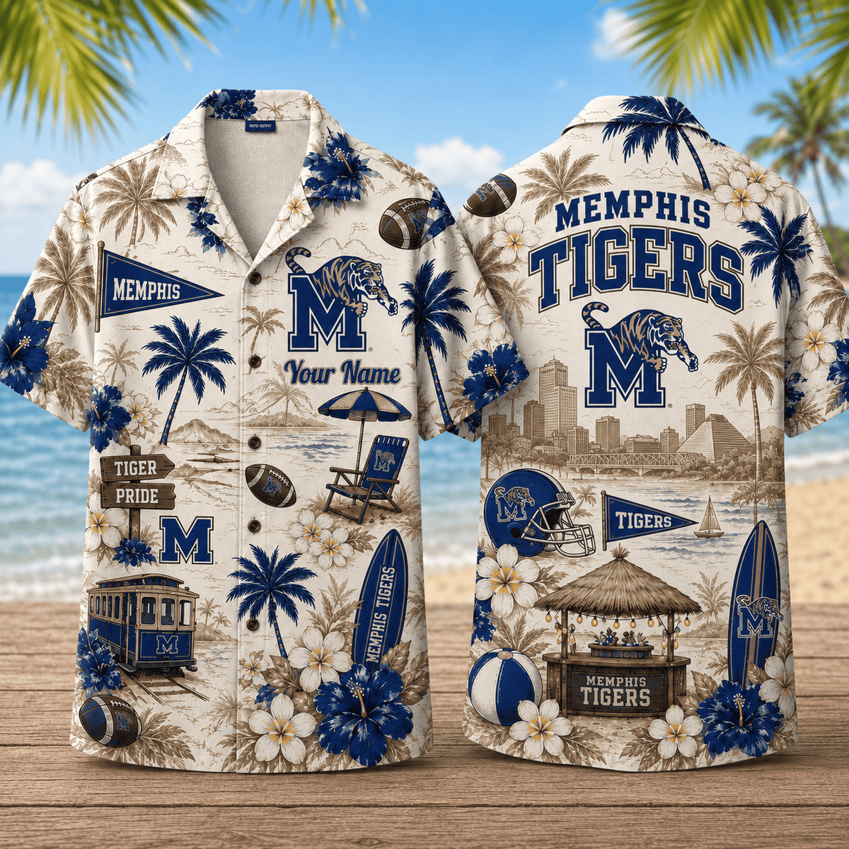 Memphis Tigers TDNCAACY01 NFL Personalized Hawaiian Shirt for Football Lovers