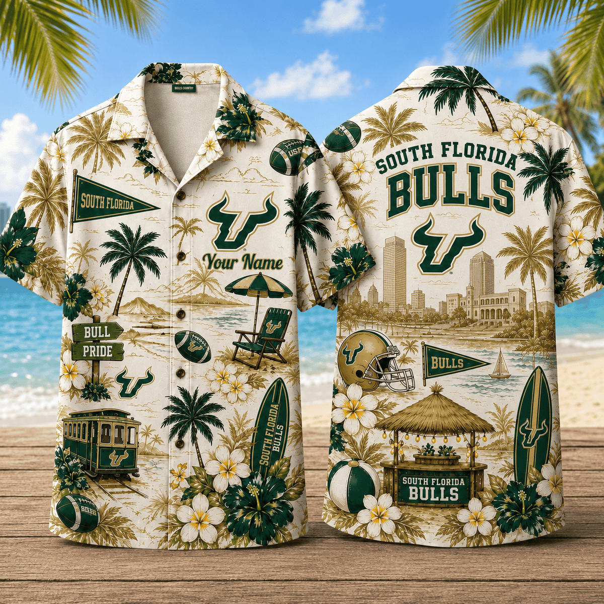 South Florida Bulls TDNCAACY01 NFL Personalized Hawaiian Shirt for Football Lovers