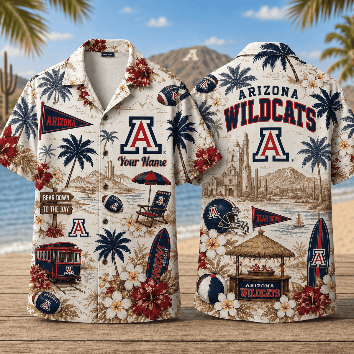 Arizona Wildcats TDNCAACY01 NFL Personalized Hawaiian Shirt for Football Lovers