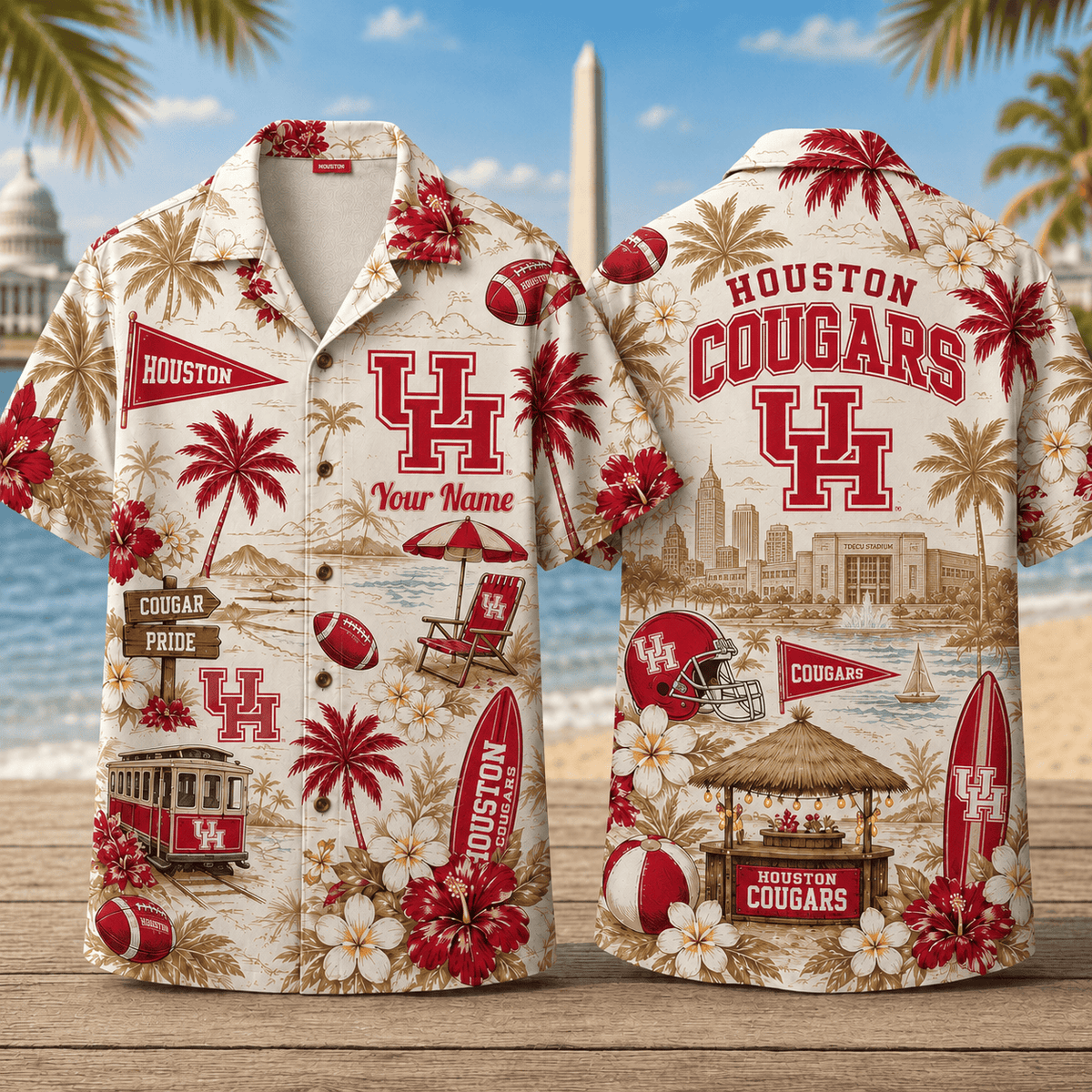 Houston Cougars TDNCAACY01 NFL Personalized Hawaiian Shirt for Football Lovers
