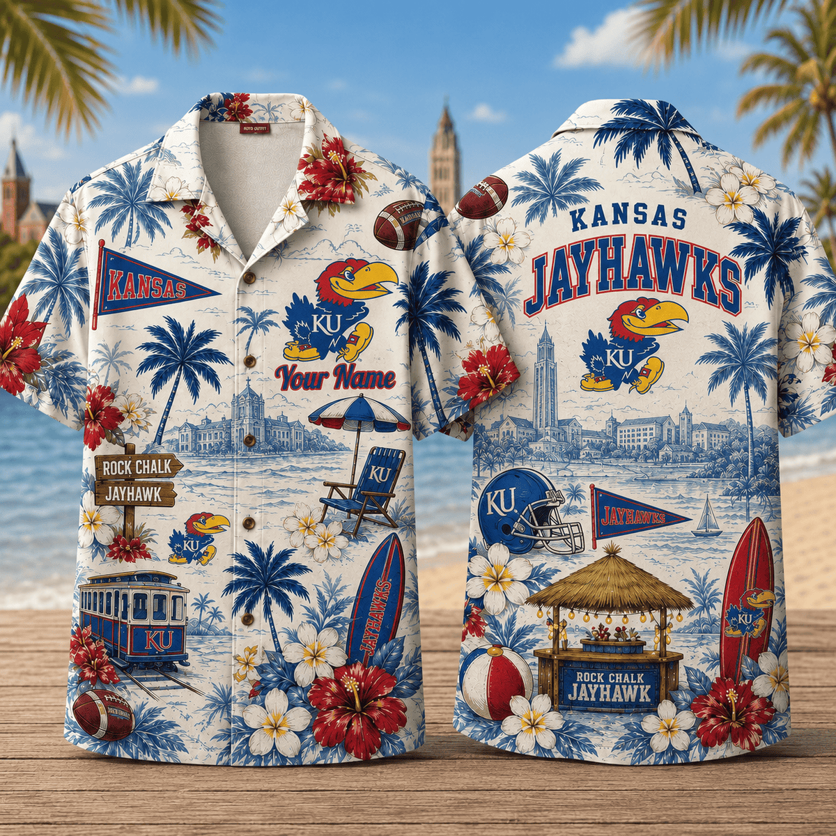 Kansas Jayhawks TDNCAACY01 NFL Personalized Hawaiian Shirt for Football Lovers