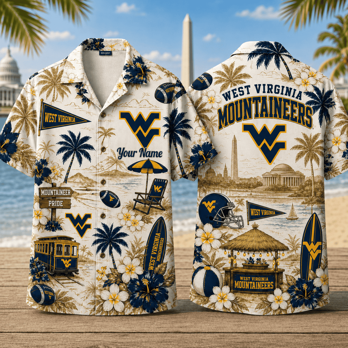 West Virginia Mountaineers TDNCAACY01 NFL Personalized Hawaiian Shirt for Football Lovers