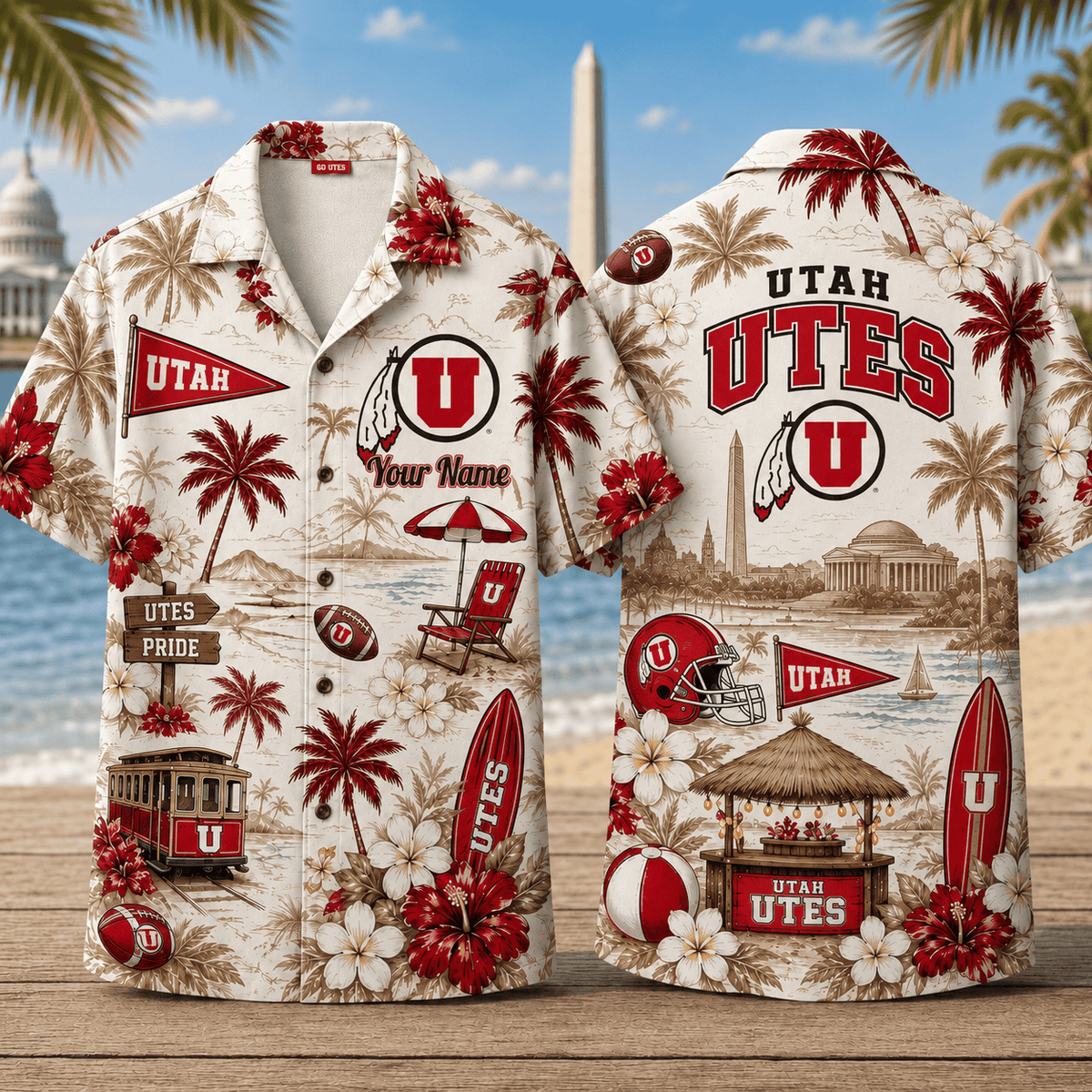 Utah Utes TDNCAACY01 NFL Personalized Hawaiian Shirt for Football Lovers
