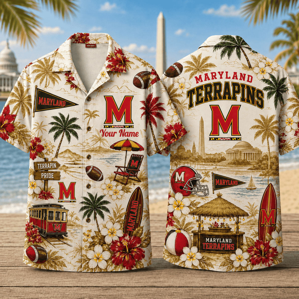 Maryland Terrapins TDNCAACY01 NFL Personalized Hawaiian Shirt for Football Lovers