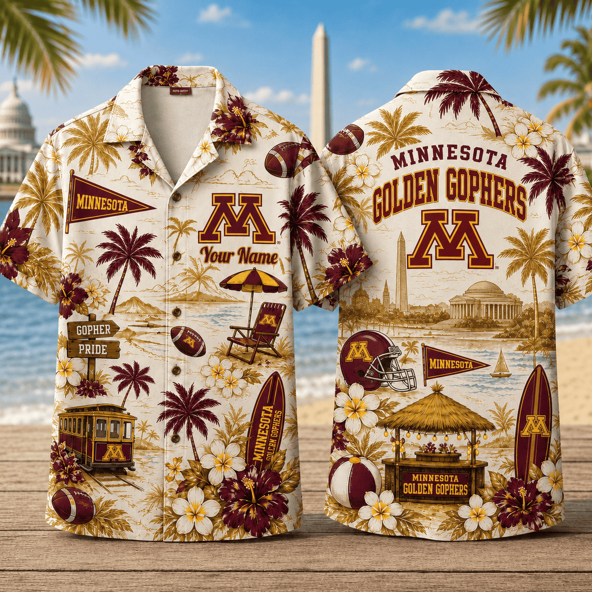 Minnesota Golden Gophers TDNCAACY01 NFL Personalized Hawaiian Shirt for Football Lovers
