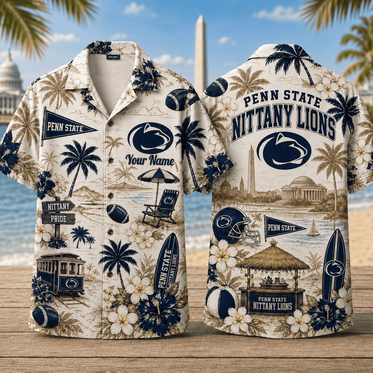 Penn State Nittany Lions TDNCAACY01 NFL Personalized Hawaiian Shirt for Football Lovers