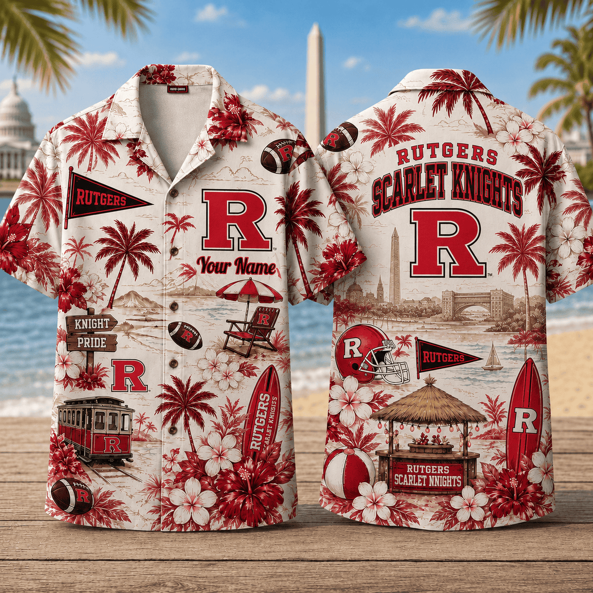Rutgers Scarlet Knights TDNCAACY01 NFL Personalized Hawaiian Shirt for Football Lovers