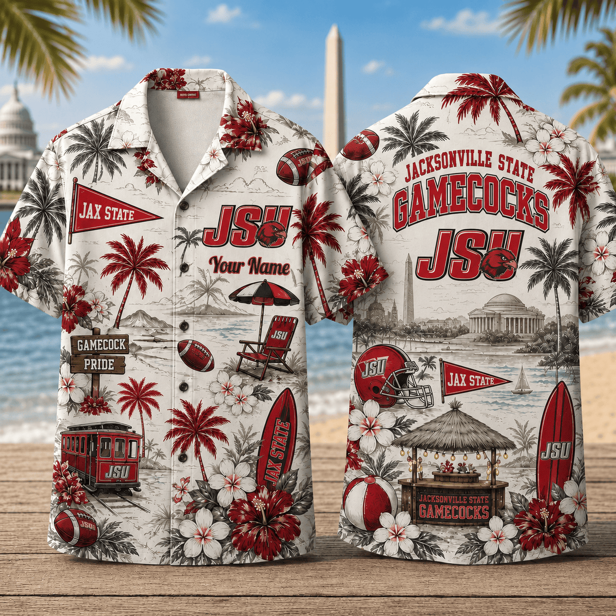 Jacksonville State Gamecocks TDNCAACY01 NFL Personalized Hawaiian Shirt for Football Lovers