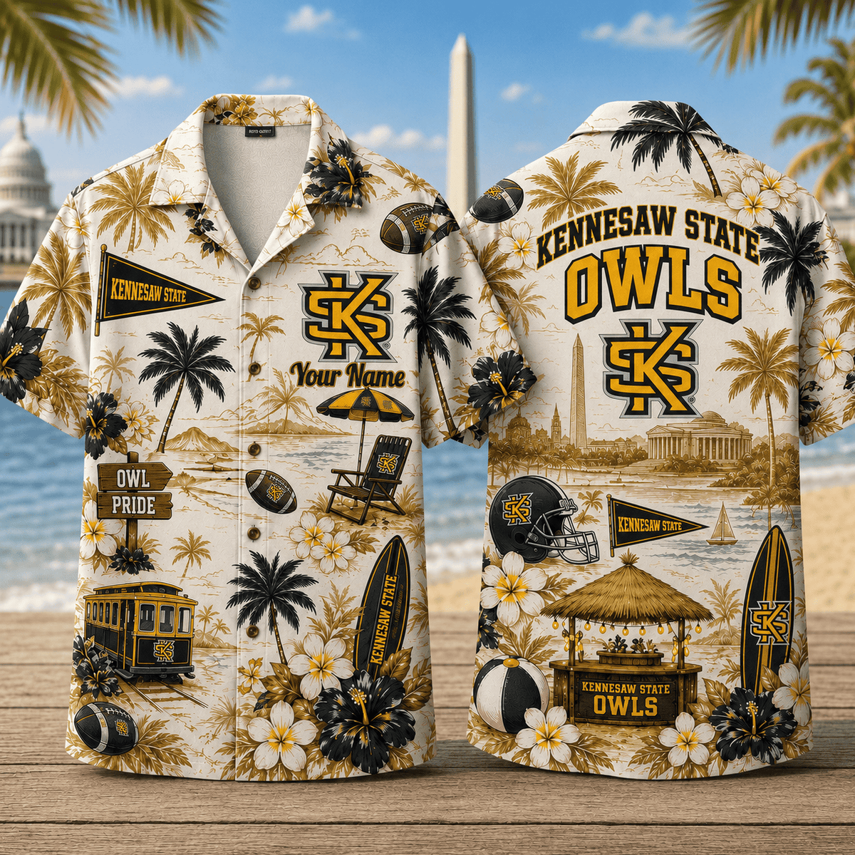Kennesaw State Owls TDNCAACY01 NFL Personalized Hawaiian Shirt for Football Lovers