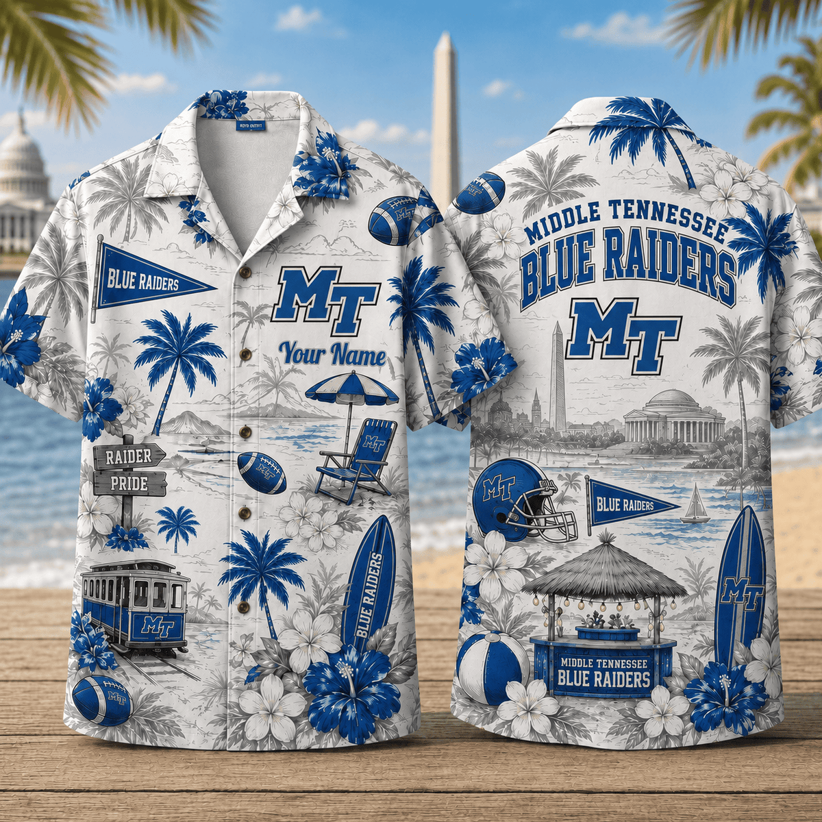 Middle Tennessee Blue Raiders TDNCAACY01 NFL Personalized Hawaiian Shirt for Football Lovers