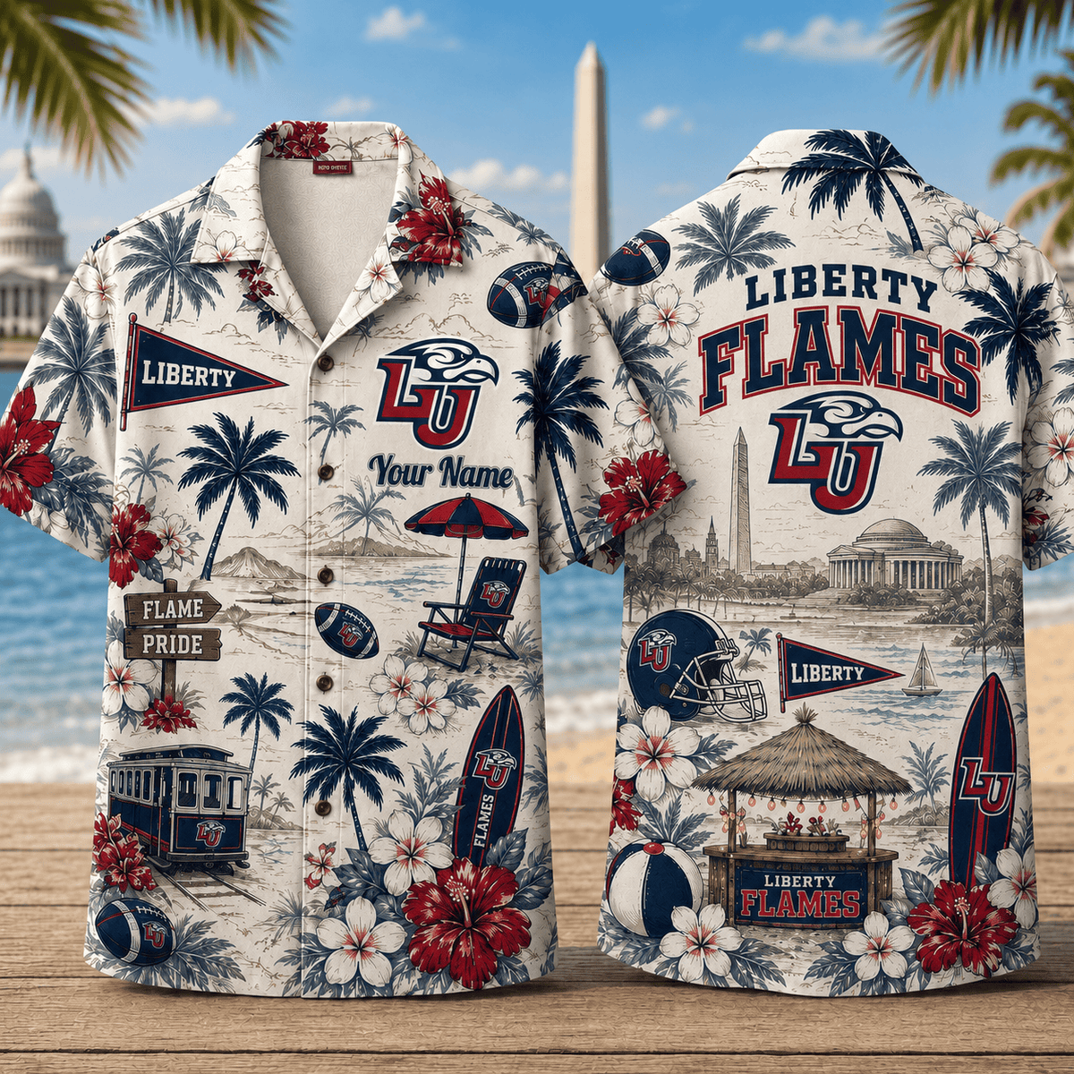 Liberty Flames TDNCAACY01 NFL Personalized Hawaiian Shirt for Football Lovers