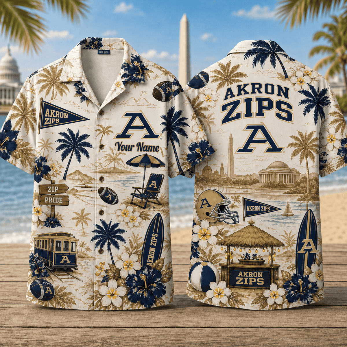 Akron Zips TDNCAACY01 NFL Personalized Hawaiian Shirt for Football Lovers