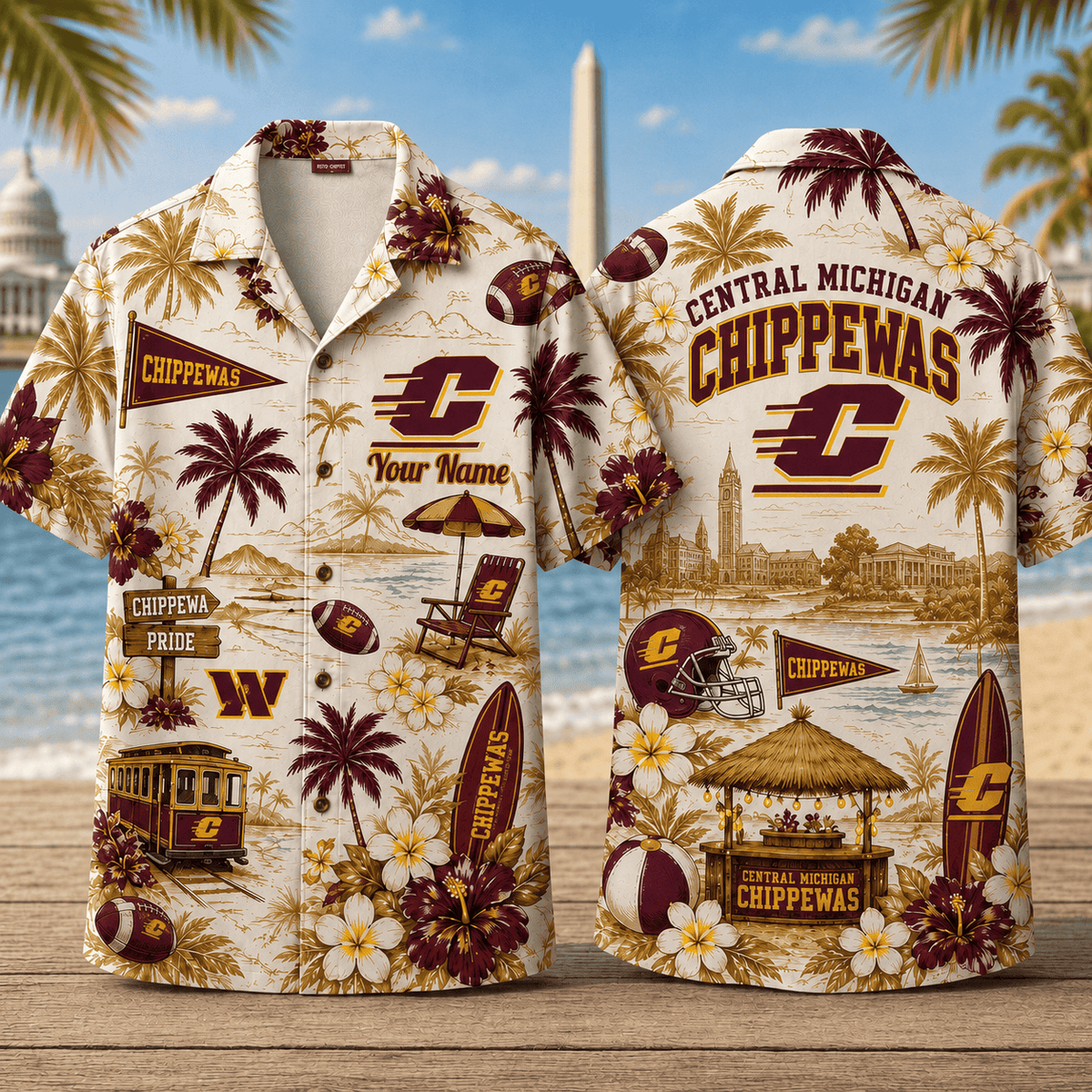 Central Michigan Chippewas TDNCAACY01 NFL Personalized Hawaiian Shirt for Football Lovers