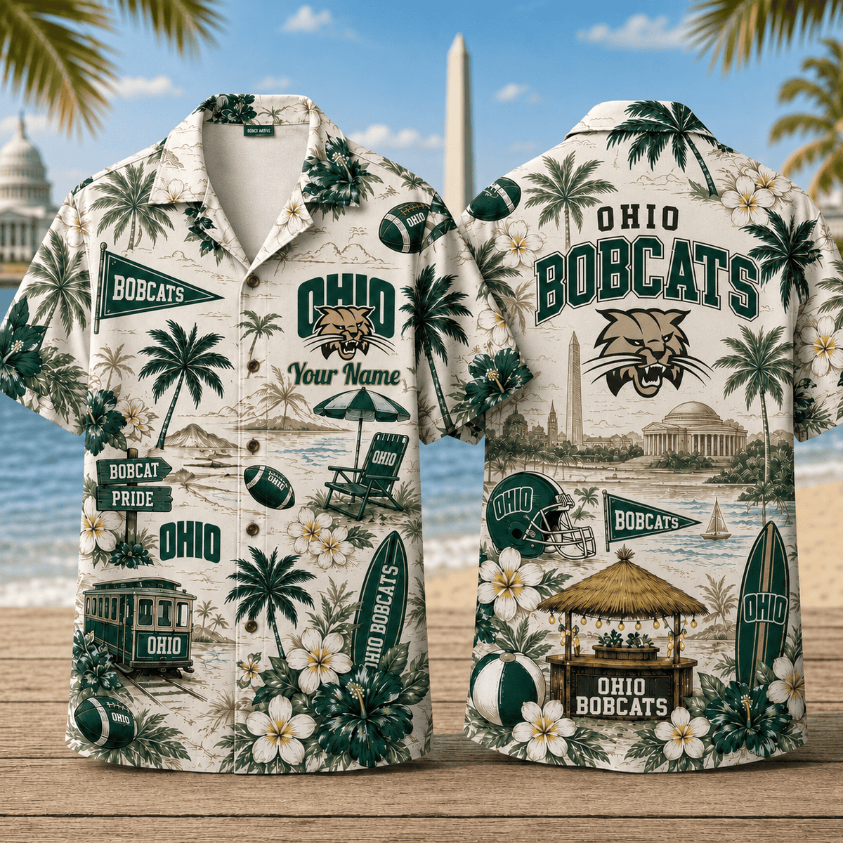 Ohio Bobcats TDNCAACY01 NFL Personalized Hawaiian Shirt for Football Lovers