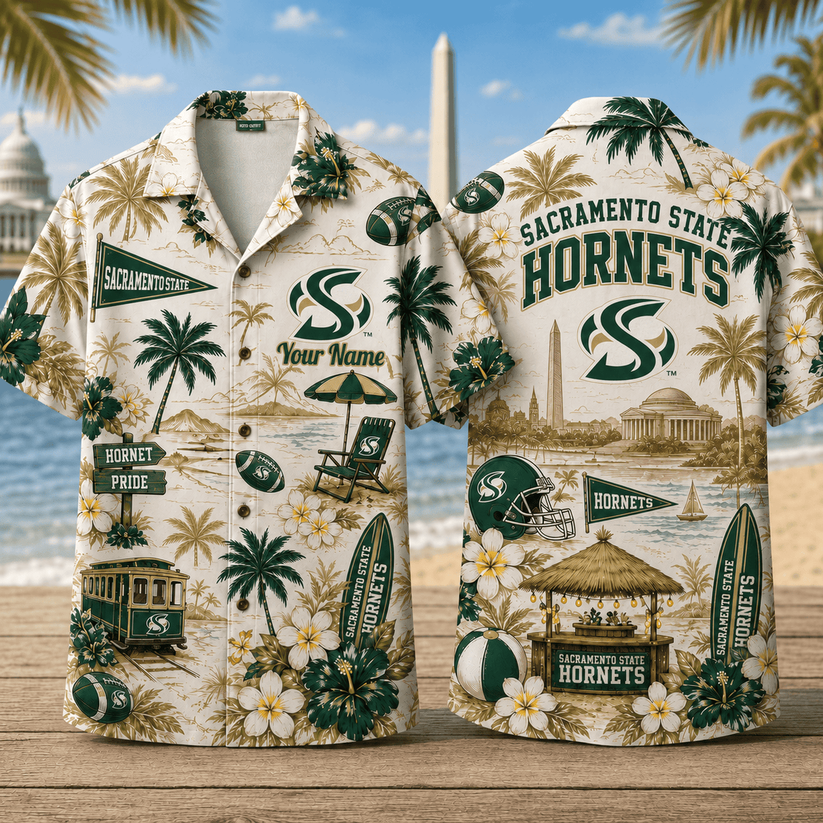 Sacramento State Hornets TDNCAACY01 NFL Personalized Hawaiian Shirt for Football Lovers