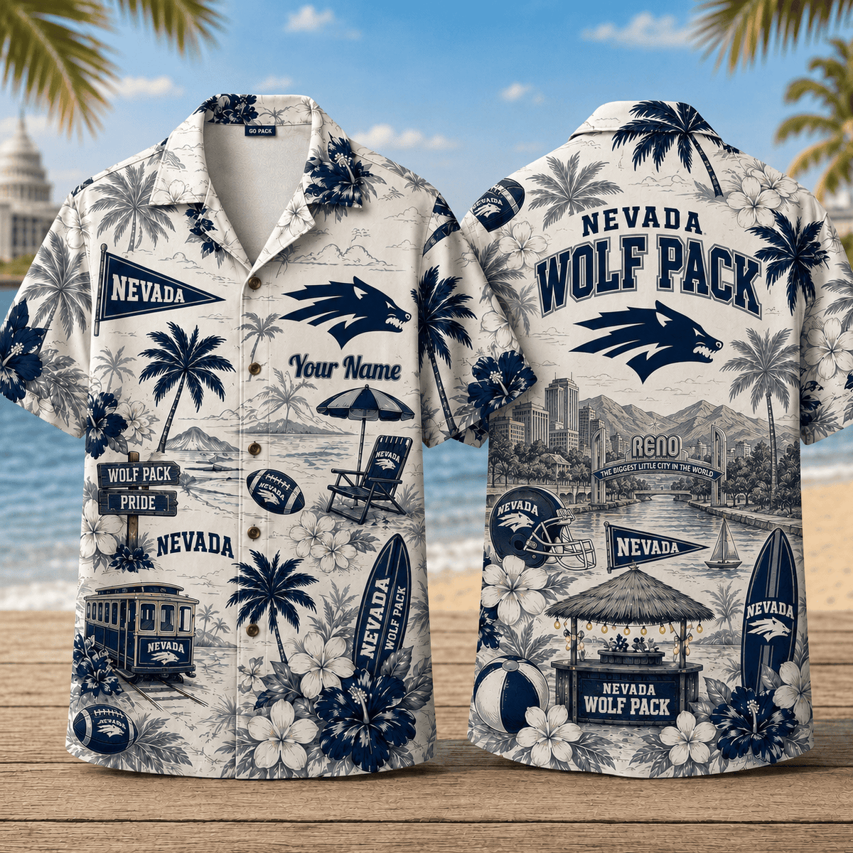 Nevada Wolf Pack TDNCAACY01 NFL Personalized Hawaiian Shirt for Football Lovers