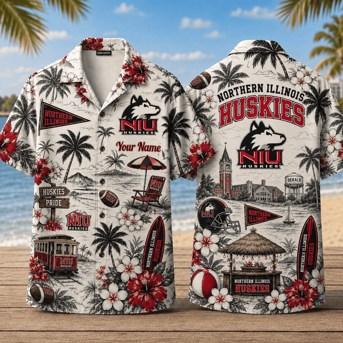 Northern Illinois Huskies TDNCAACY01 NFL Personalized Hawaiian Shirt for Football Lovers