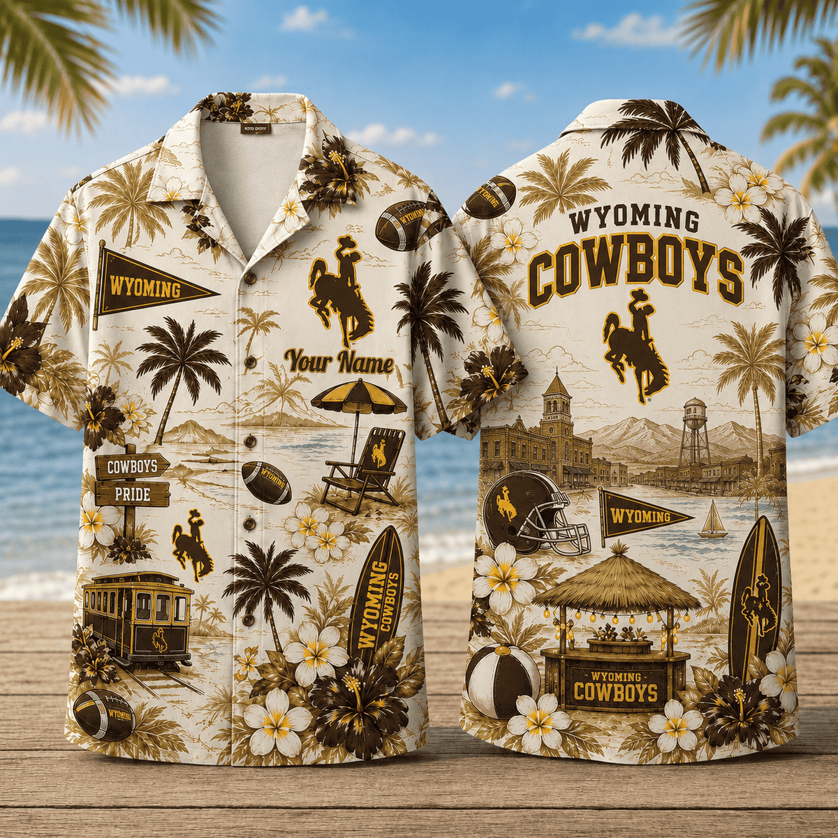 Wyoming Cowboys TDNCAACY01 NFL Personalized Hawaiian Shirt for Football Lovers