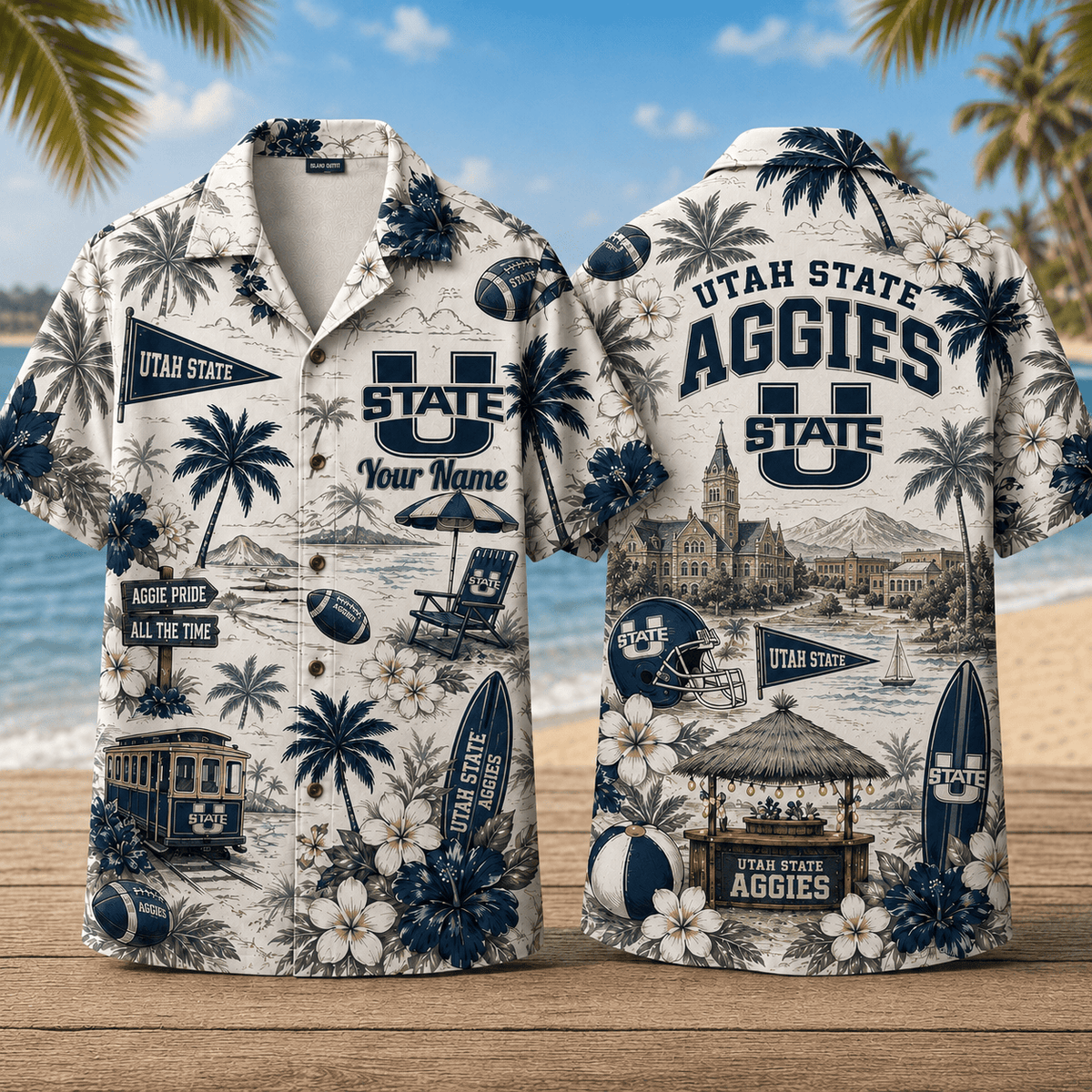 Utah State Aggies TDNCAACY01 NFL Personalized Hawaiian Shirt for Football Lovers