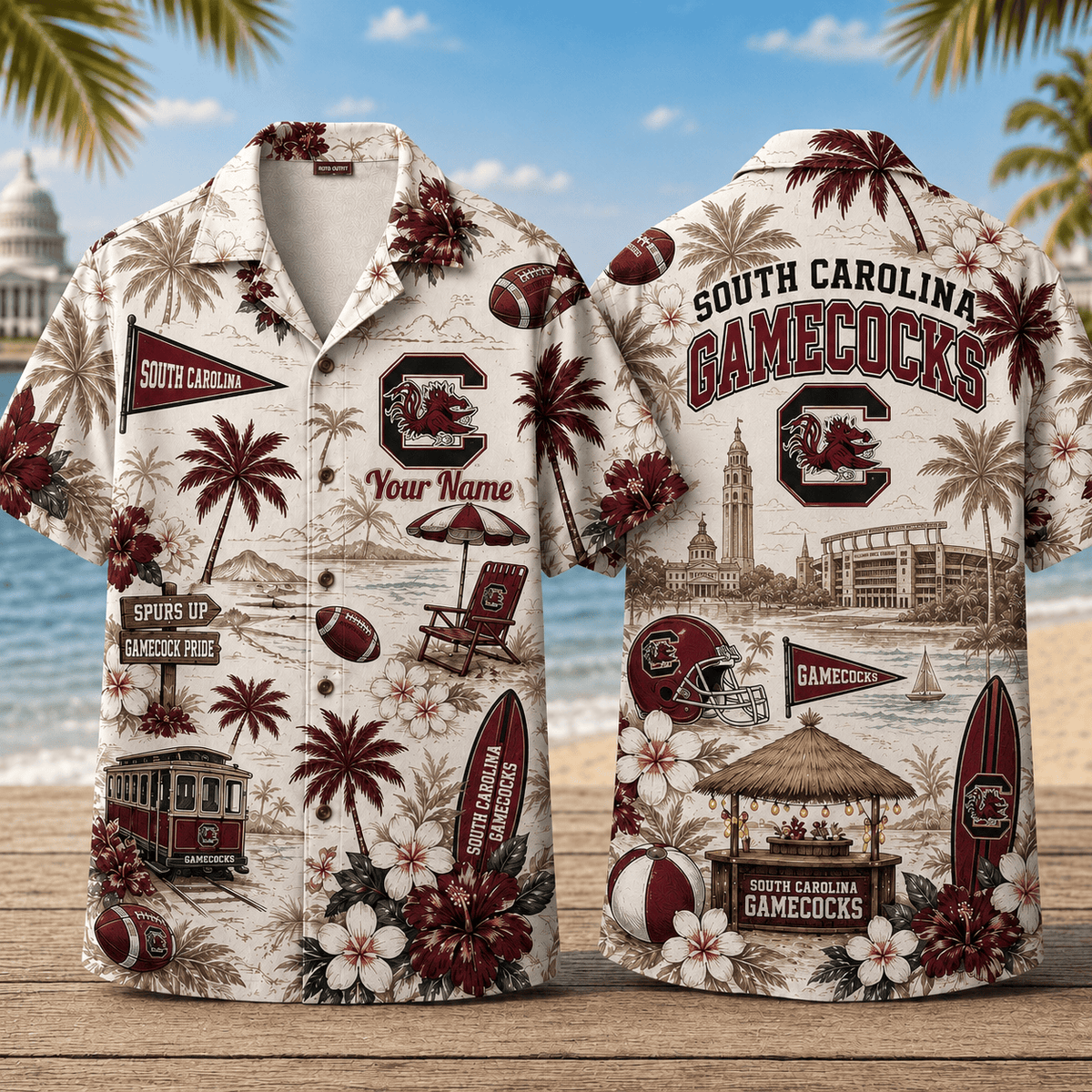 South Carolina Gamecocks TDNCAACY01 NFL Personalized Hawaiian Shirt for Football Lovers