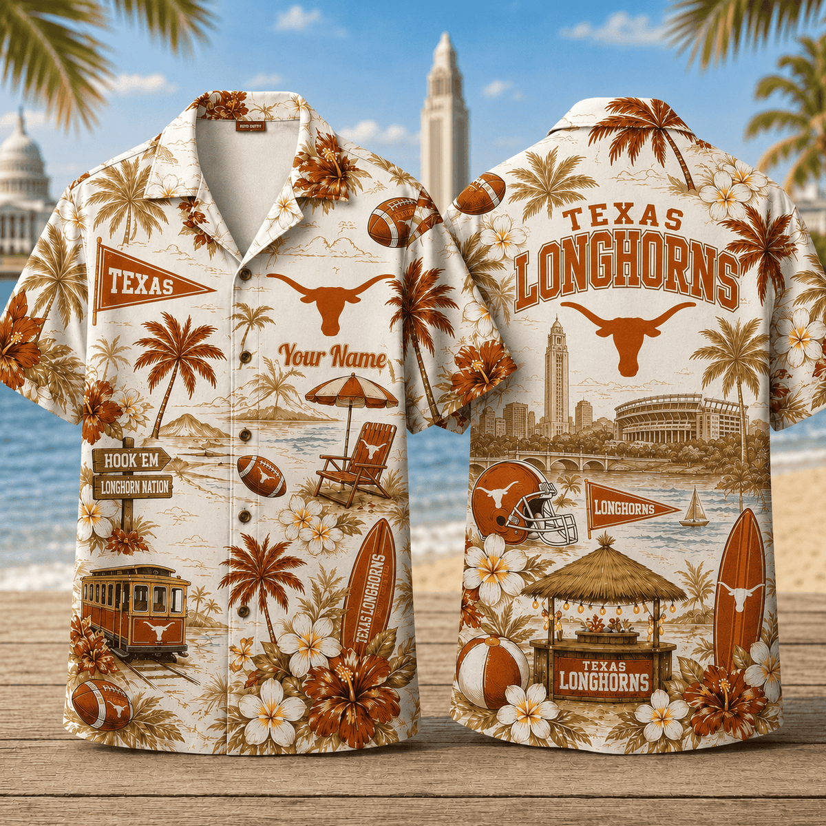Texas Longhorns TDNCAACY01 NFL Personalized Hawaiian Shirt for Football Lovers