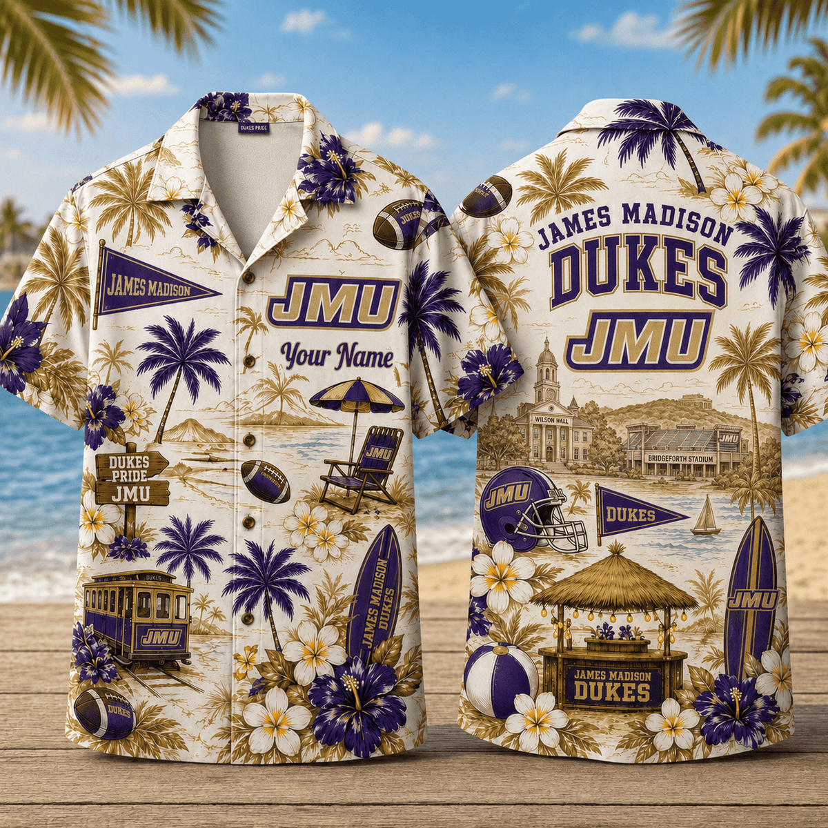 James Madison Dukes TDNCAACY01 NFL Personalized Hawaiian Shirt for Football Lovers