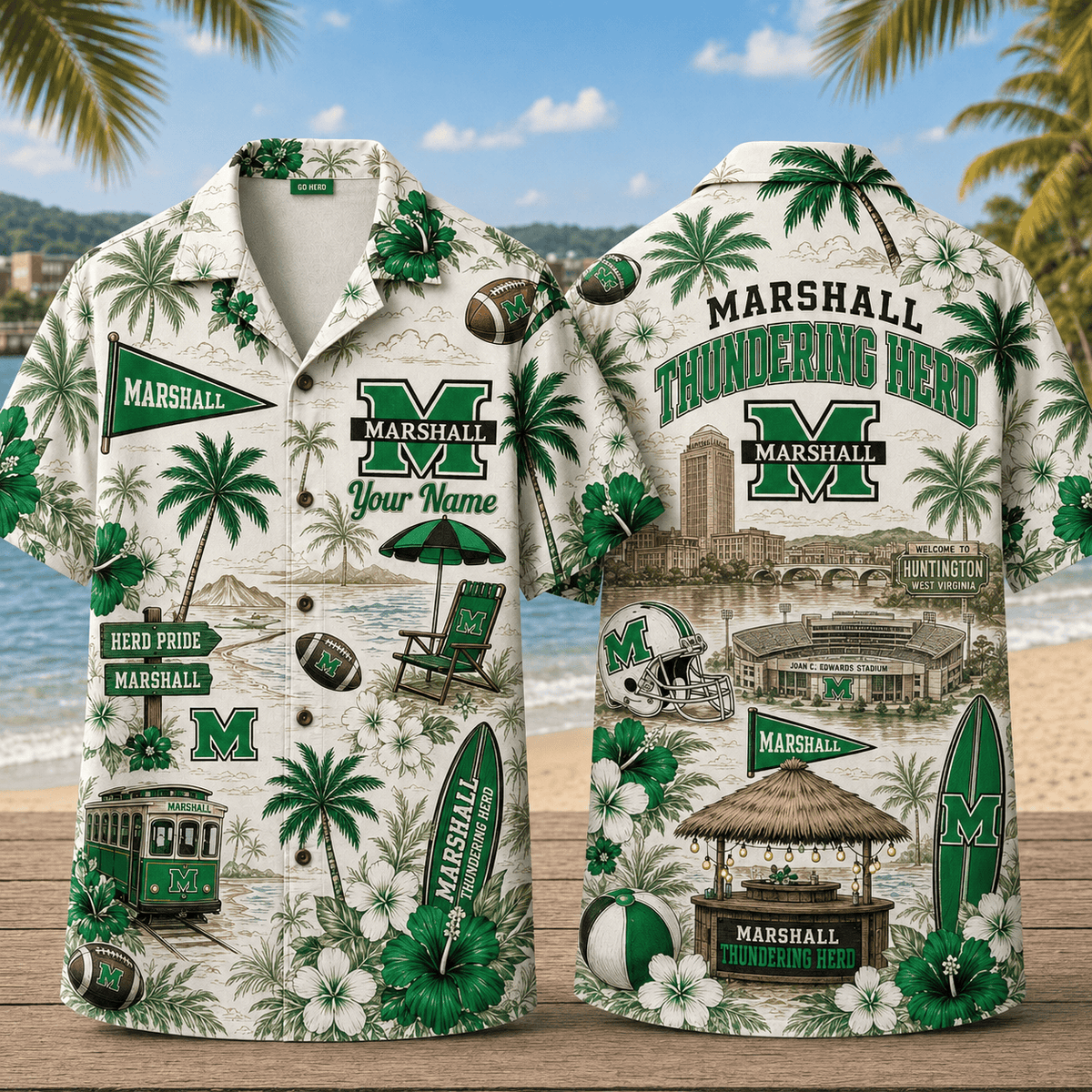 Marshall Thundering Herd TDNCAACY01 NFL Personalized Hawaiian Shirt for Football Lovers