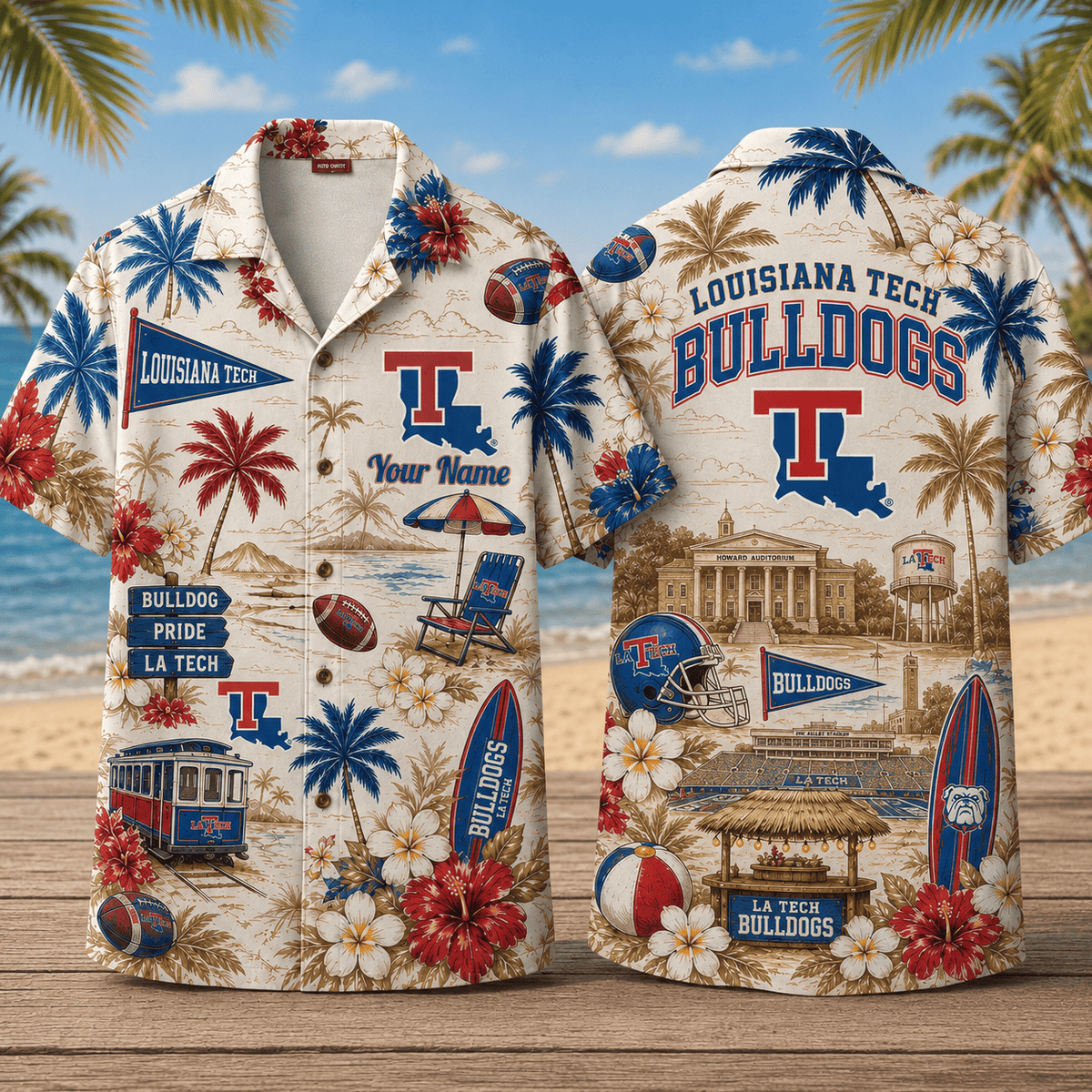 Louisiana Tech Bulldogs TDNCAACY01 NFL Personalized Hawaiian Shirt for Football Lovers