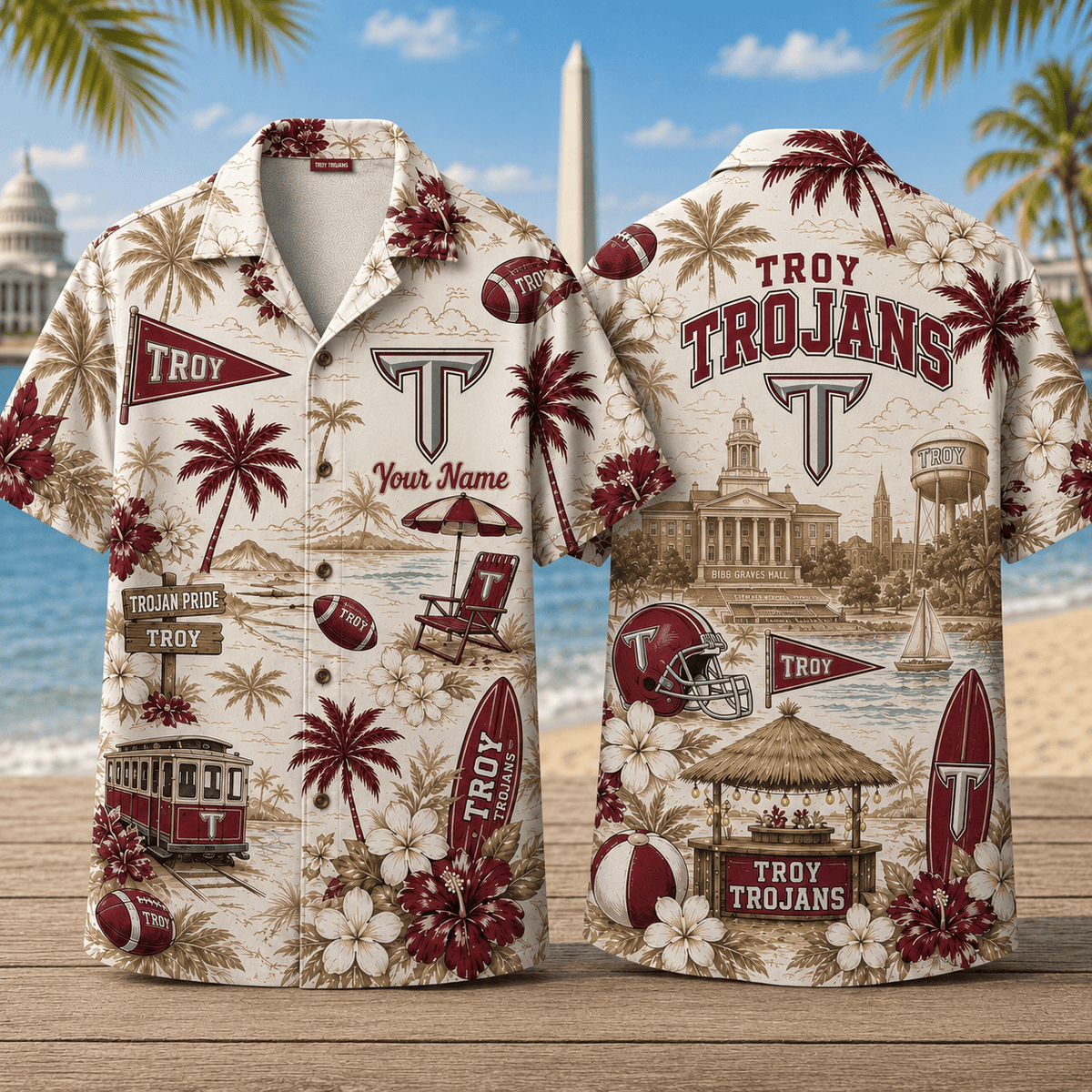 Troy Trojans TDNCAACY01 NFL Personalized Hawaiian Shirt for Football Lovers