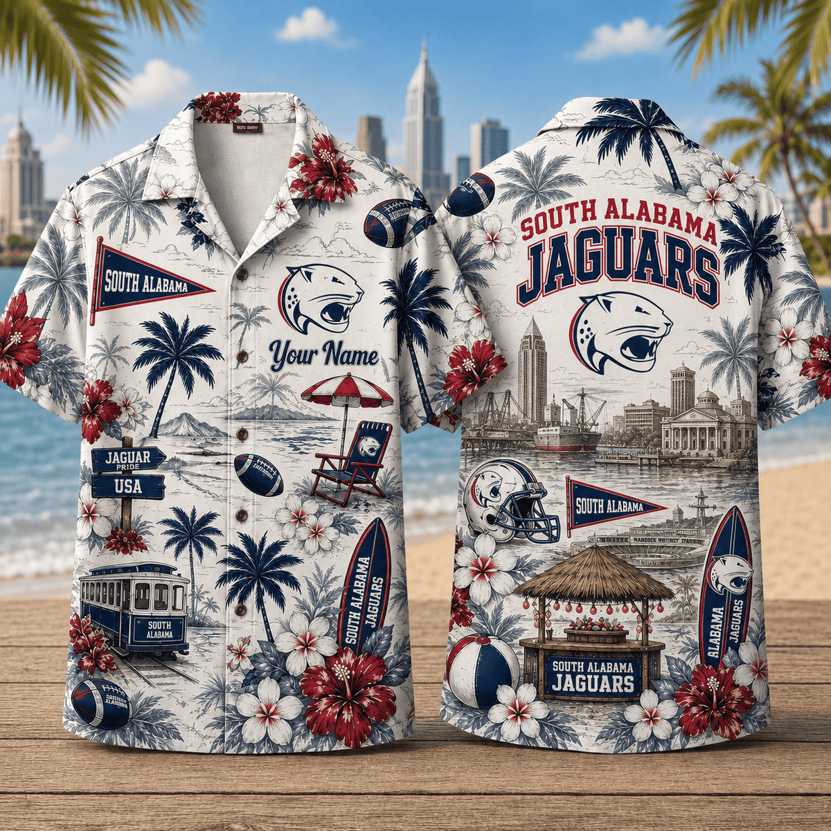 South Alabama Jaguars TDNCAACY01 NFL Personalized Hawaiian Shirt for Football Lovers