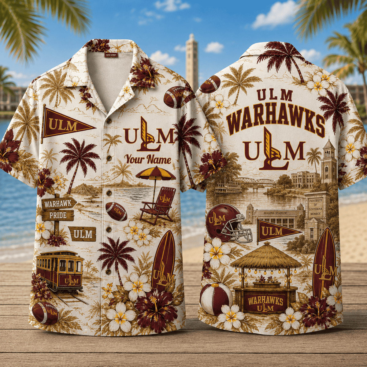 ULM Warhawks TDNCAACY01 NFL Personalized Hawaiian Shirt for Football Lovers