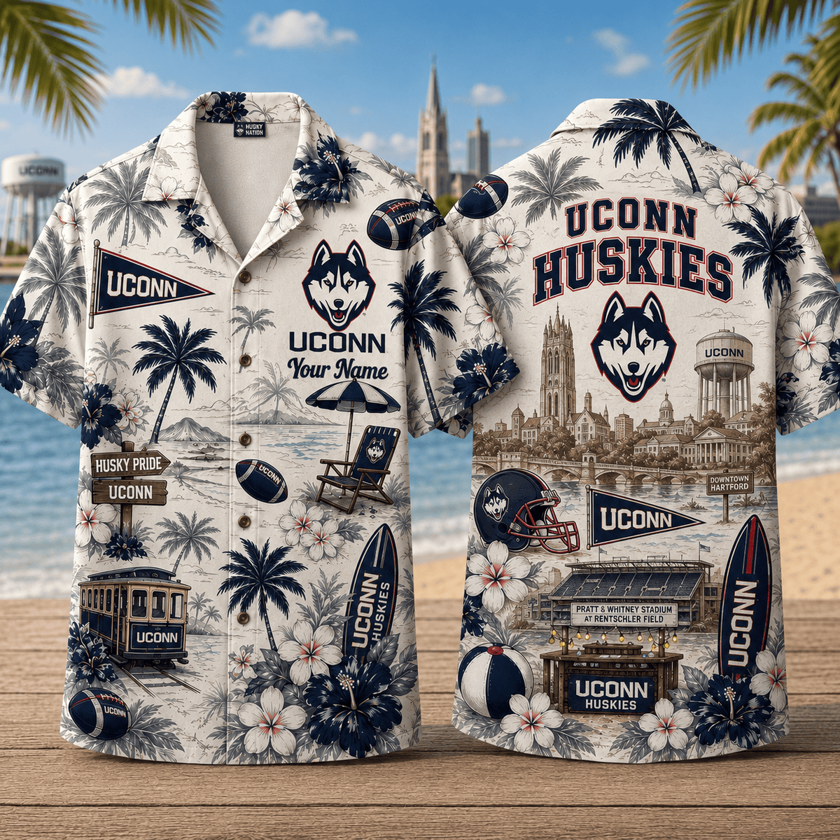 UConn Huskies TDNCAACY01 NFL Personalized Hawaiian Shirt for Football Lovers