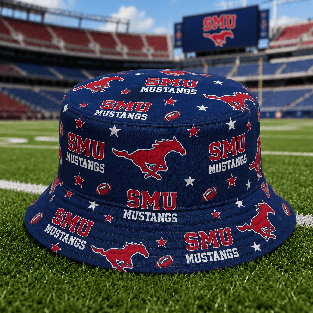SMU Mustangs PLNCAAYAP01 NCAA Personalized Bucket Hat