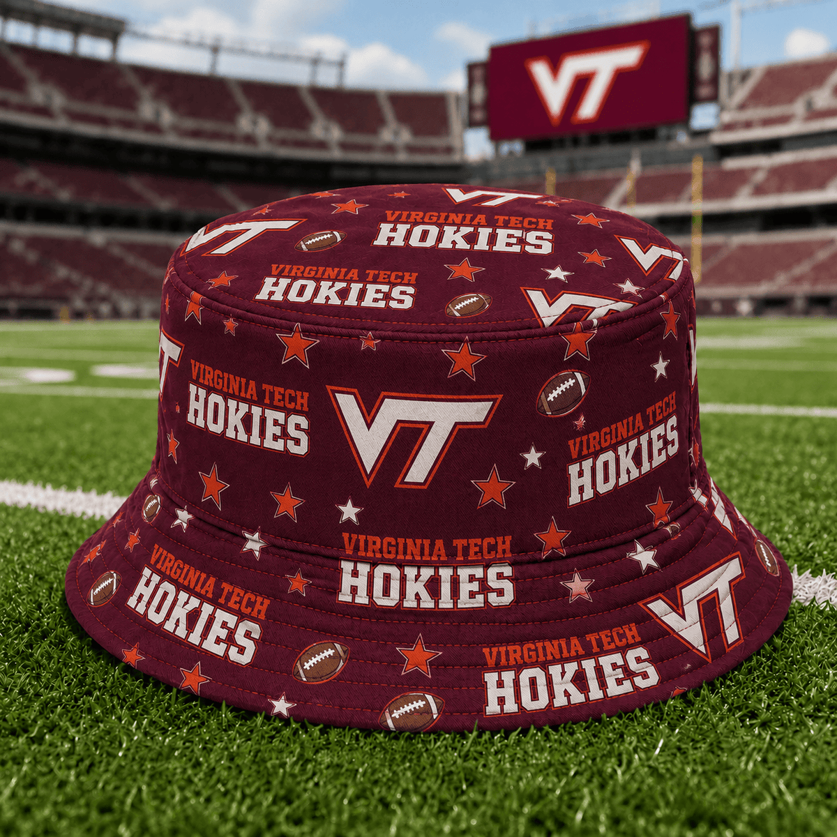 Virginia Tech Hokies PLNCAAYAP01 NCAA Personalized Bucket Hat