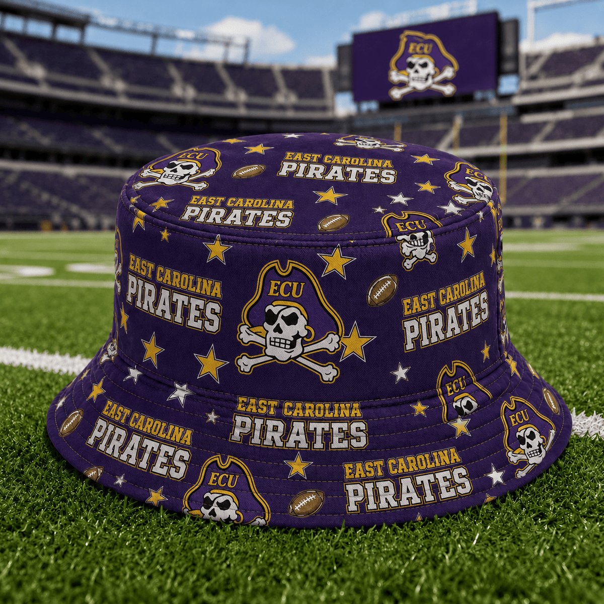 East Carolina Pirates PLNCAAYAP01 NCAA Personalized Bucket Hat