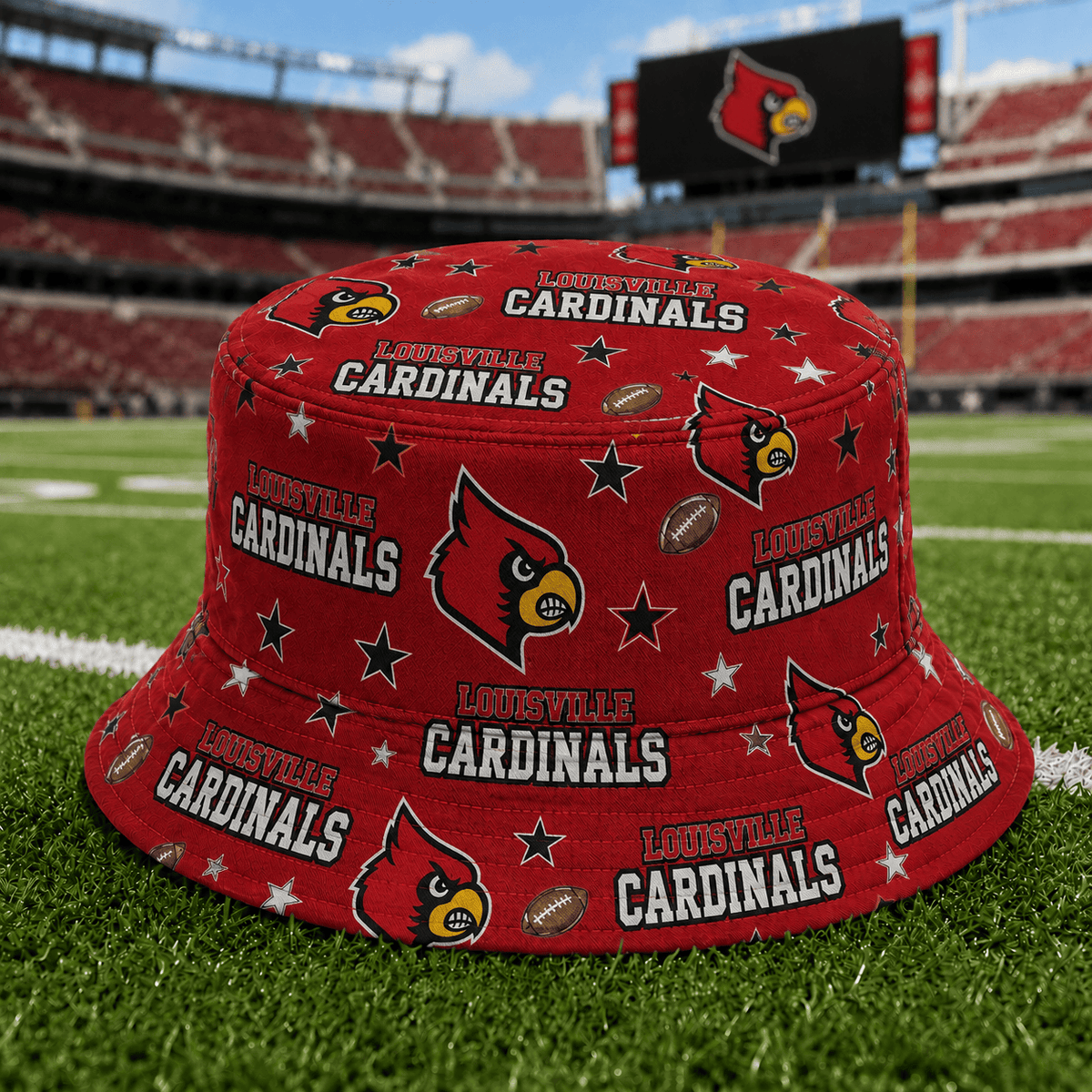 Louisville Cardinals PLNCAAYAP01 NCAA Personalized Bucket Hat