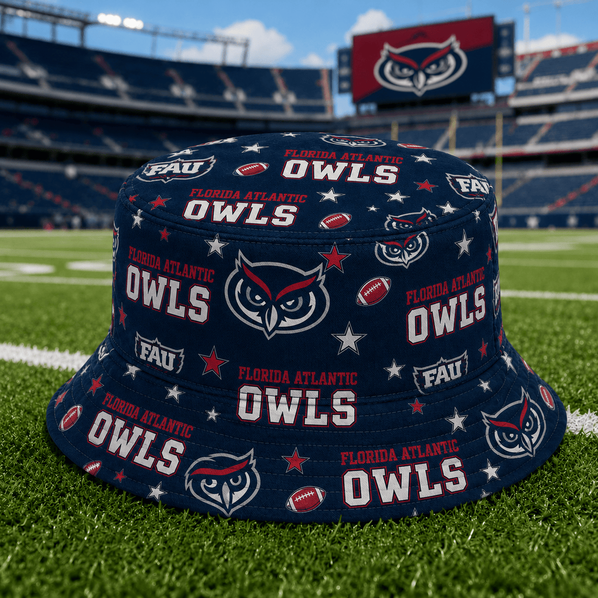 Florida Atlantic Owls PLNCAAYAP01 NCAA Personalized Bucket Hat