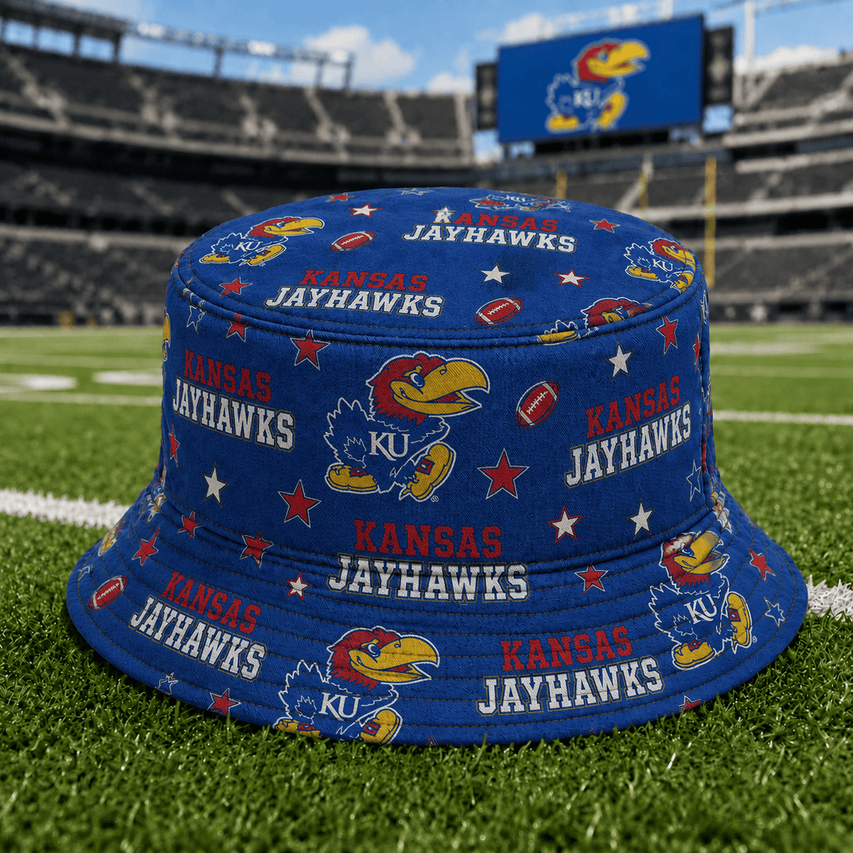 Kansas Jayhawks PLNCAAYAP01 NCAA Personalized Bucket Hat