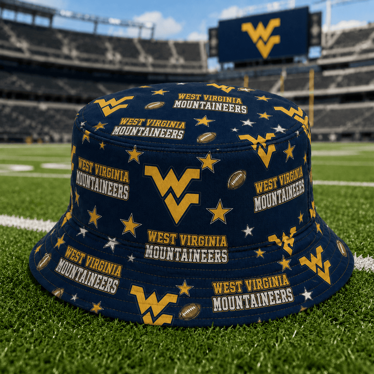 West Virginia Mountaineers PLNCAAYAP01 NCAA Personalized Bucket Hat