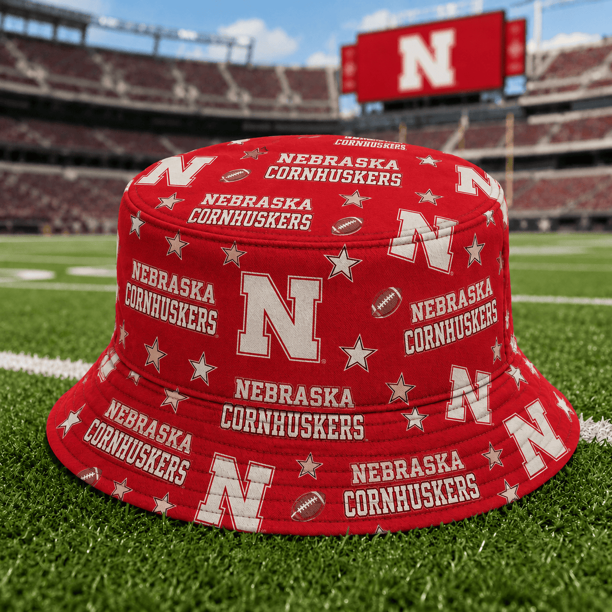 Nebraska Cornhuskers PLNCAAYAP01 NCAA Personalized Bucket Hat