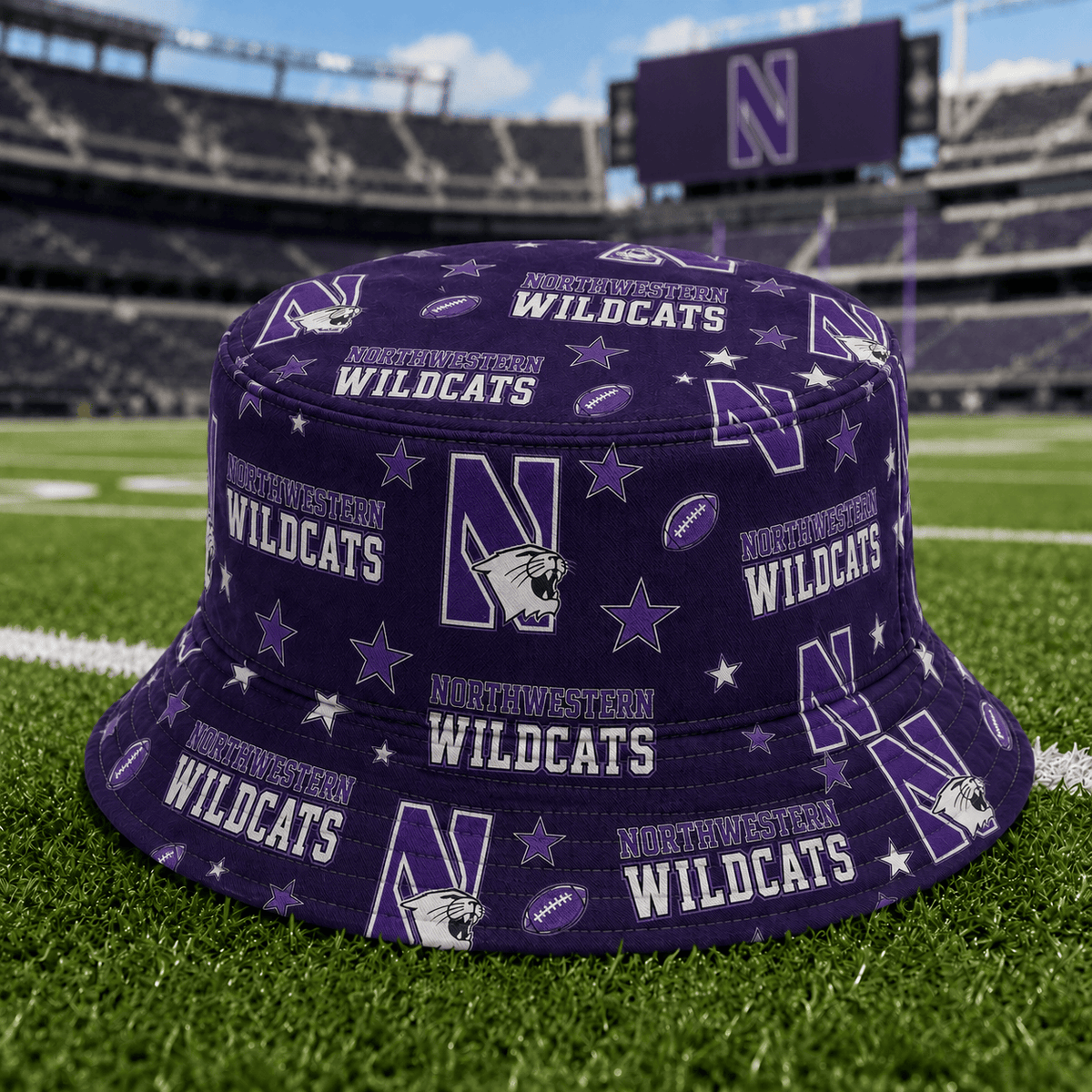 Northwestern Wildcats PLNCAAYAP01 NCAA Personalized Bucket Hat