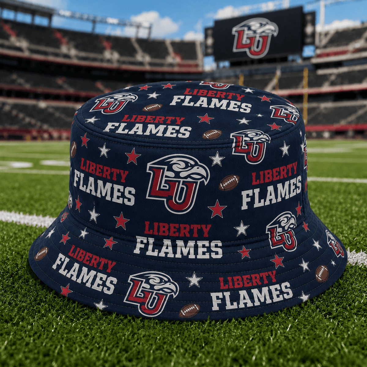 Liberty Flames PLNCAAYAP01 NCAA Personalized Bucket Hat