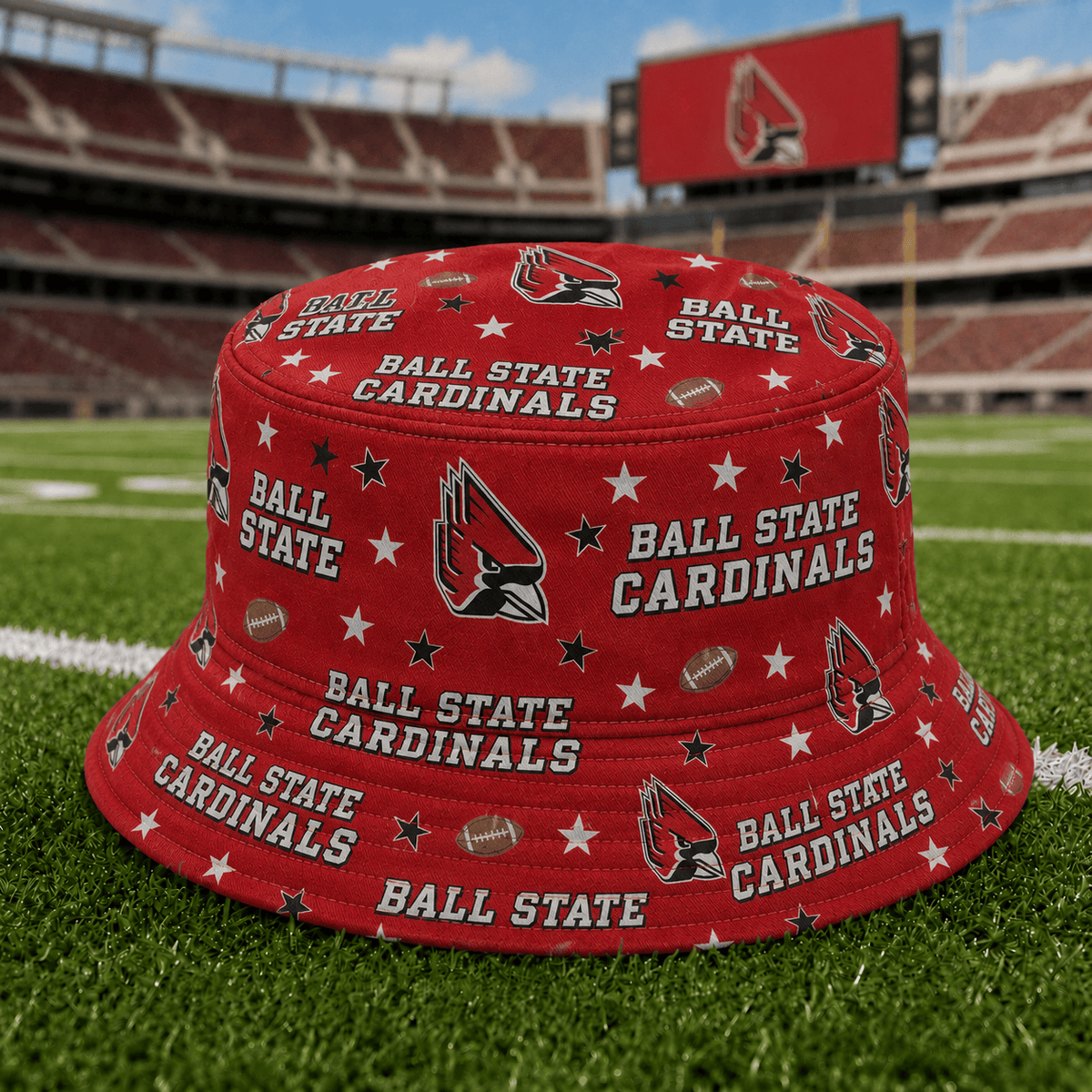 Ball State Cardinals PLNCAAYAP01 NCAA Personalized Bucket Hat