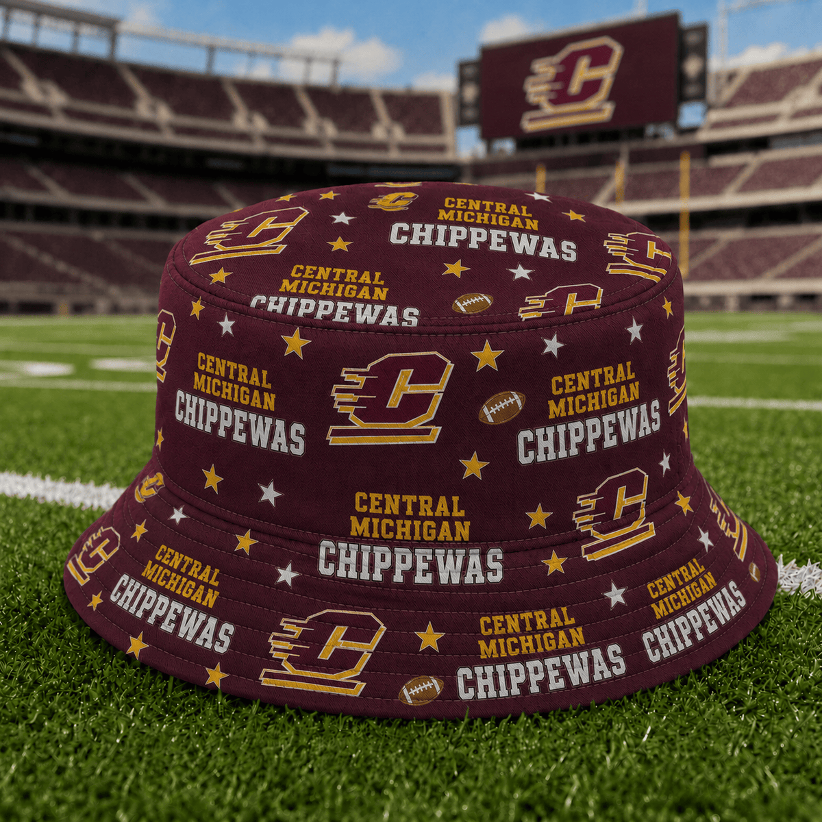 Central Michigan Chippewas PLNCAAYAP01 NCAA Personalized Bucket Hat